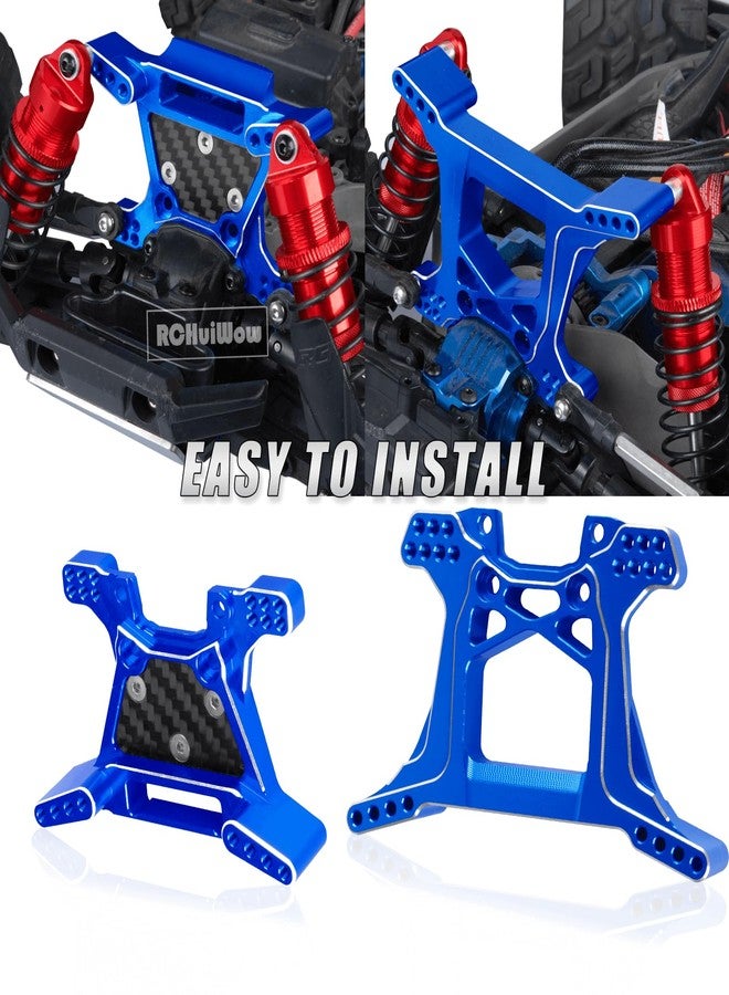قطع غيار RCHuiWow RC المُحسّنة لسيارة Rustler 4x4 4WD بمقياس 1/10 (رقم 67164-4): عمود نقل الحركة، أذرع التعليق، كتل التوجيه، كتلة الكاستر، حوامل المحور الخلفي، أبراج امتصاص الصدمات، كتلة التوجيه، لون أزرق داكن - Image 3